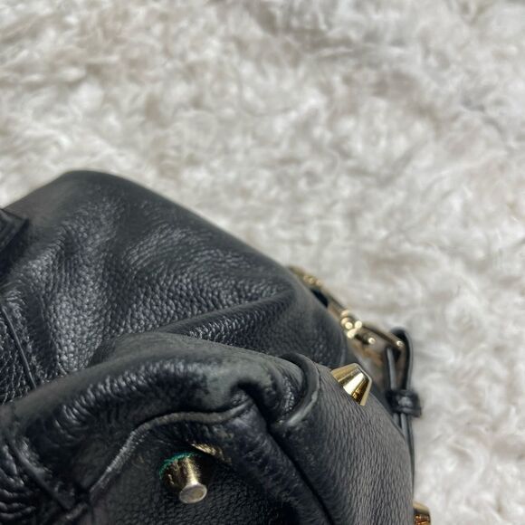 Ora Delphine Black  Pebbled Leather Satchel /Shoulder Bag gold tone hardwares. - Picture 10 of 12